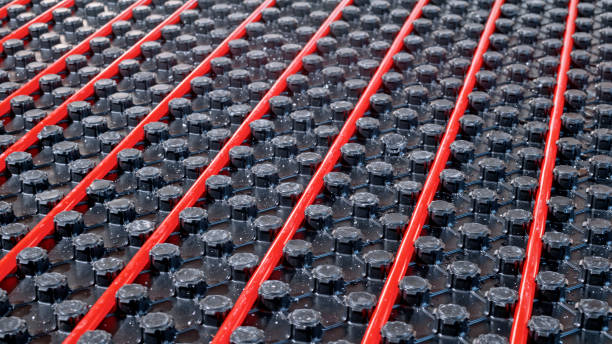 istock Castellated plates and heating pipes installed on floor 1302383376