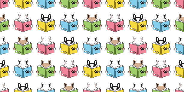dog seamless pattern french bulldog vector reading book cartoon scarf isolated repeat wallpaper tile background doodle illustration design dog seamless pattern french bulldog vector reading book cartoon scarf isolated repeat wallpaper tile background doodle illustration design bulldog reading stock illustrations