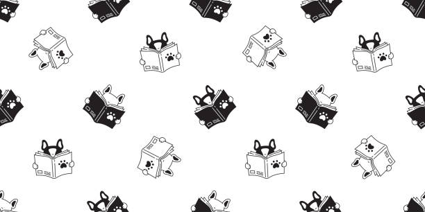dog seamless pattern french bulldog vector reading book cartoon scarf isolated tile background repeat wallpaper doodle illustration design dog seamless pattern french bulldog vector reading book cartoon scarf isolated tile background repeat wallpaper doodle illustration design bulldog reading stock illustrations