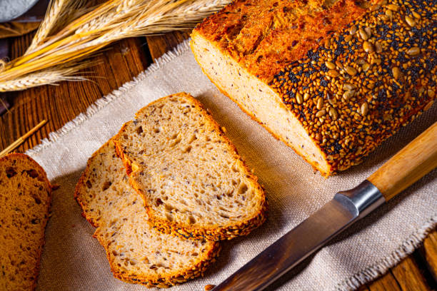 istock Flaxseed bread with a poppy seed and sesame mixture 1302391515