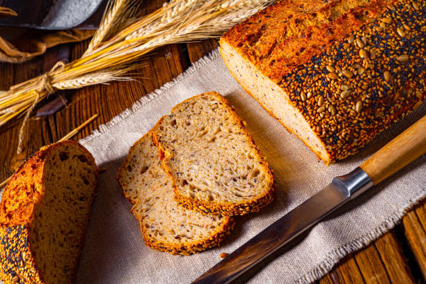 istock Flaxseed bread with a poppy seed and sesame mixture 1302391561