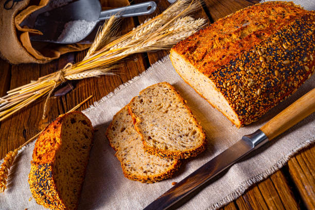 istock Flaxseed bread with a poppy seed and sesame mixture 1302392109
