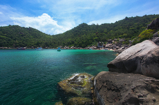 Rocks and sea of the Island in southern Thailand, Koh Tao, Chumphon.