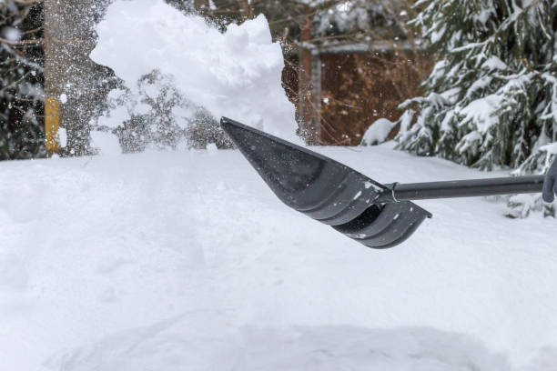 istock throwing snow with a black shovel outdoors 1302398971