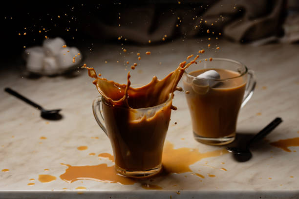 istock Splash of hot chocolate with marshmallows, close up 1302399519