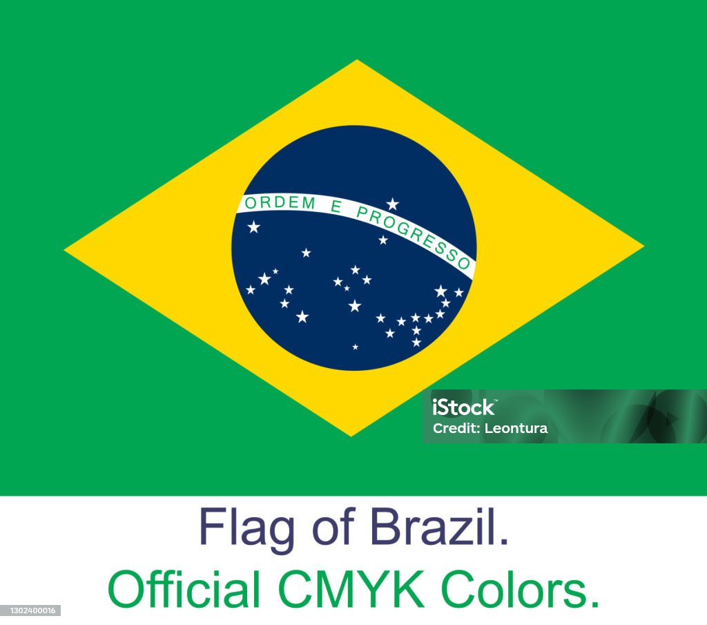 公式CMYKカラーのブラジル国旗 - CMYKのロイヤリティフリーベクトルアート