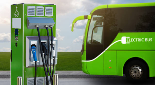 istock Electric bus with charging station 1302403988