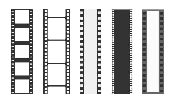 Vector illustration of Cinema strip templates. Negative and strip, media filmstrip. Film roll vector, film 35mm
