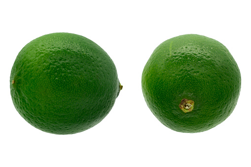 Two Lime. Fresh citrus fruit isolated on white background.