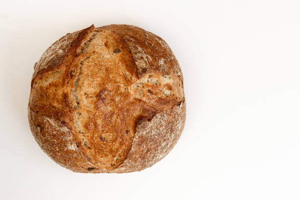 istock Fresh rye bread or whole grain bread, isolated on white background. 1302406775