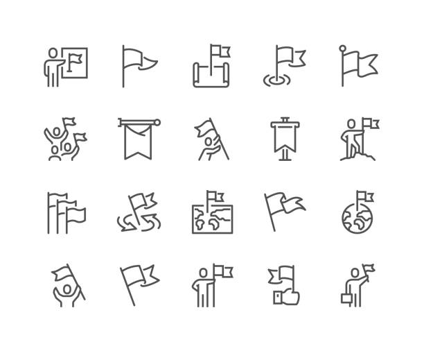 Line Flag Icons Simple Set of Flag Related Vector Line Icons.
Contains such Icons as Achievement, Victory, Map with a Flag and more. Editable Stroke. 48x48 Pixel Perfect. flag stock illustrations