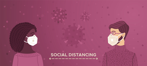 Social Distance Awareness Keep Your Social Distance Poster Stock Illustration - Download Image ...