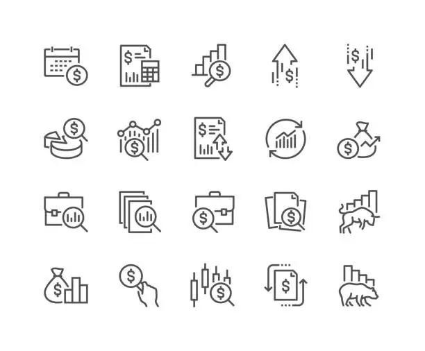 Vector illustration of Line Financial Analytics Icons