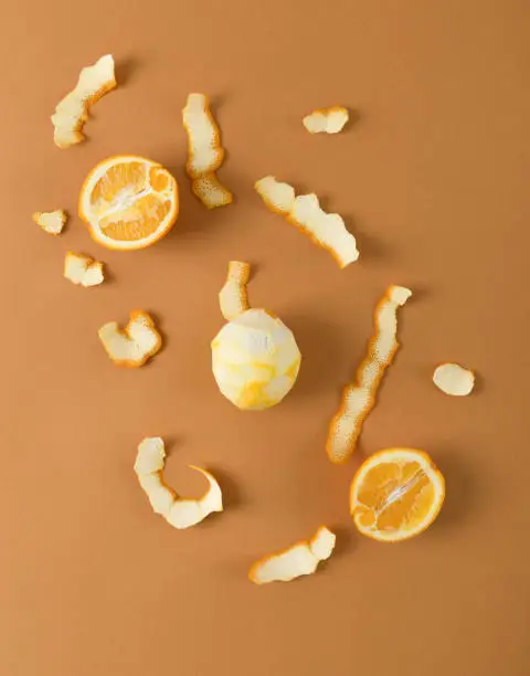 Orange fruit and citron. Top view