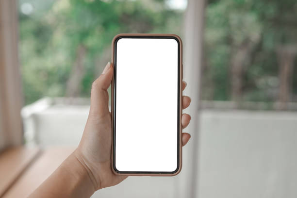 istock Women's hands holding cell telephone blank copy space screen. smart phone with technology concept 1302413618