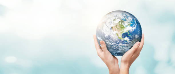 istock Earth globe in family hands. World environment day 1302415335