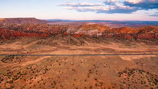 Looking down on a truck stop in the Pilbara