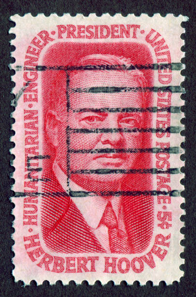 timbro usa: mostra il 31° presidente degli stati uniti d'america herbert hoover (1874-1964) - president postage stamp profile usa foto e immagini stock