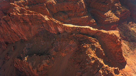 Aerial view of eroded rocky mountain in national park, Grand Canyon National Park, Arizona, USA.