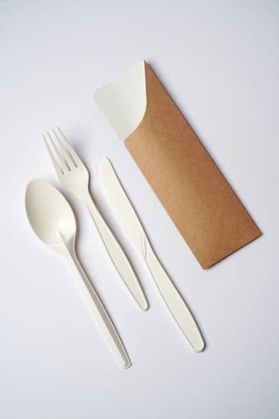 istock Eco-friendly disposable utensils. Empty food delivery container 1302419286