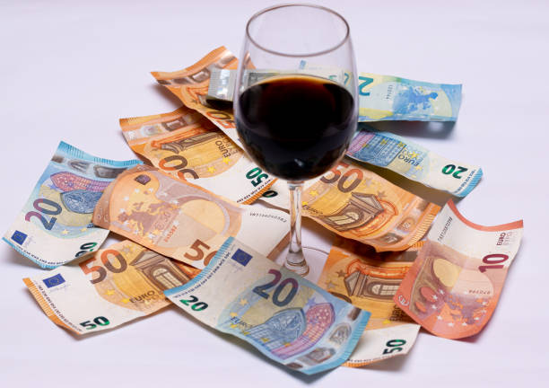 euro notes in a white background, fifty twenty, ten and five