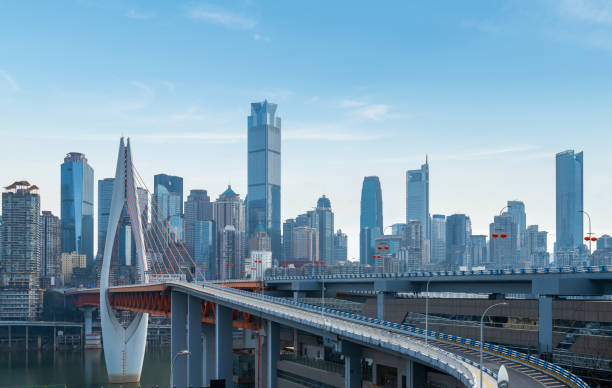 istock Highway and city modern architecture in Chongqing,china 1302426438
