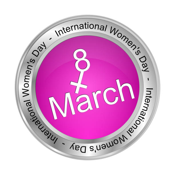 International Women's Day Button - 8 March - 3D illustration
