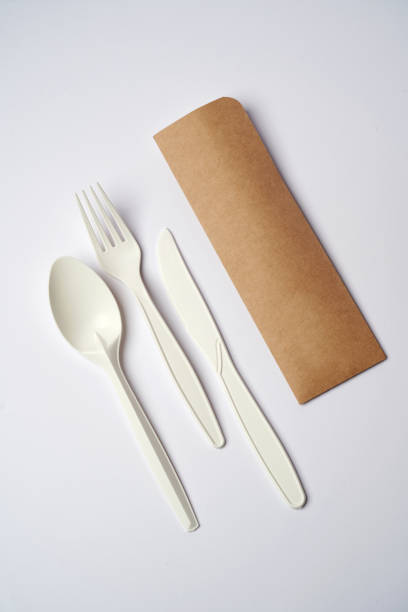 istock Eco-friendly disposable utensils. Empty food delivery container 1302433961