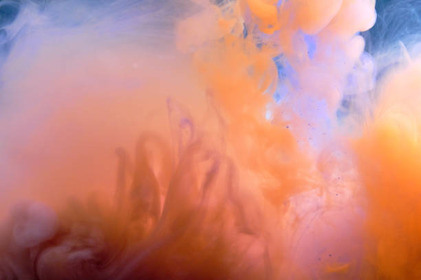 istock Blue-orange abstract background of flowing fluid. 1302435178