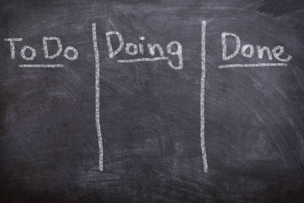 Hand writing to do list with chalk on black board