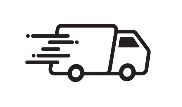 illustrations, cliparts, dessins animés et icônes de icône rapide de camion de livraison. expédition rapide. conception pour le site web et les applications mobiles. illustration vectorielle. - moving van truck delivery van van