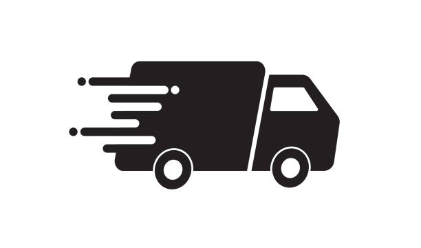 ilustrações, clipart, desenhos animados e ícones de ícone do caminhão de entrega rápida. transporte rápido. design para aplicativos de site e celular. ilustração vetorial. - moving van moving office moving house truck