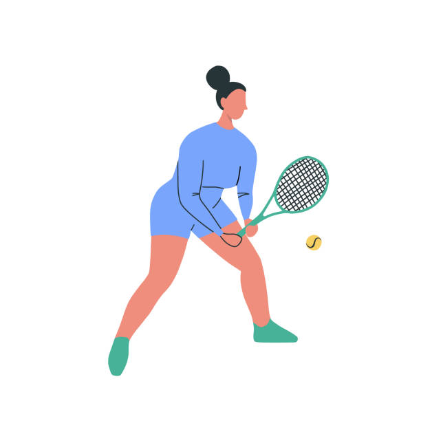 istock Female athlete with racquet cartoon character isolated on white background. 1302439155