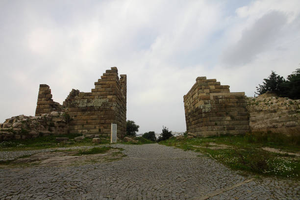 터키 보드룸의 고대 민도스 문. 관광 명소. - 굼베 뉴스 사진 이미지