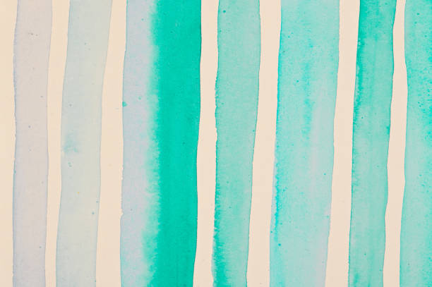 istock Watercolor hand painted textured lines in turquoise gradient color. 1302442956