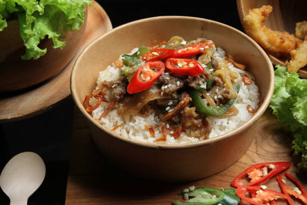 istock Nasi lewet with beef teriyaki. 1302443963