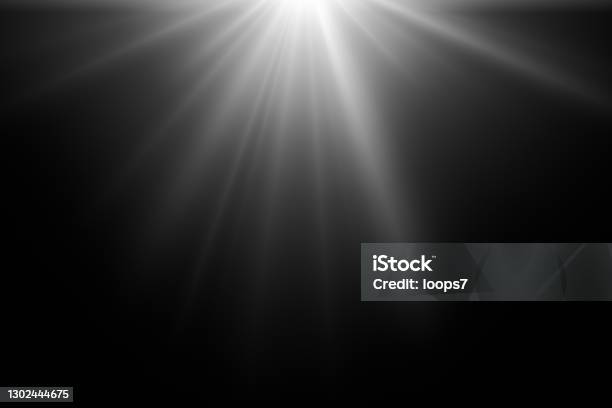 Light Rays Overlay Stock Photo - Download Image Now - Sunbeam, Light Beam, Black Background
