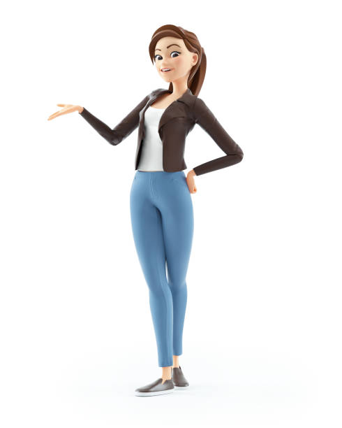 istock 3d cartoon woman presenting pose 1302446350
