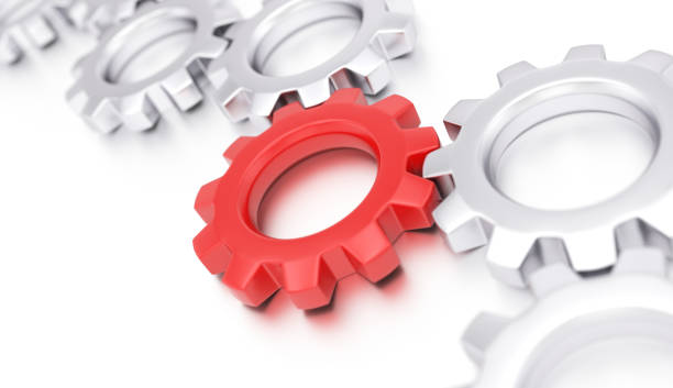 Red gear wheel, leadership concept