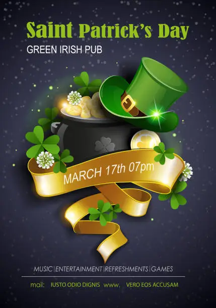 Vector illustration of Patricks Day party flyer