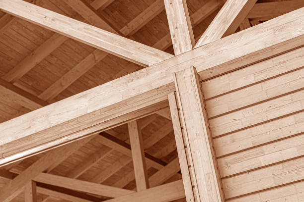 istock Wooden roof construction. 1302453066