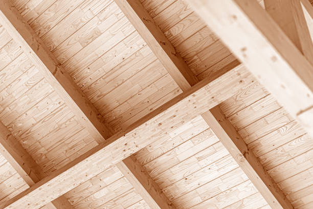istock Wooden roof construction. 1302453072