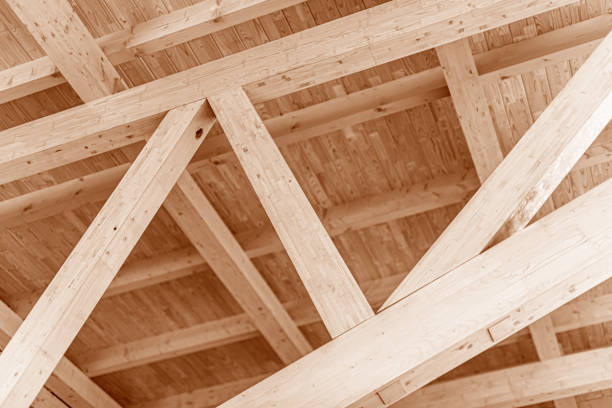 istock Wooden roof construction. 1302453108