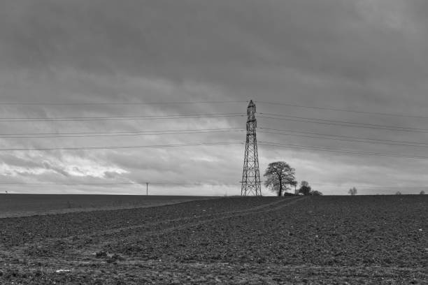 istock Electricity pylons in winter. 1302453712