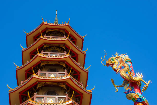istock Nine storey pagoda and dragon head 1302455942