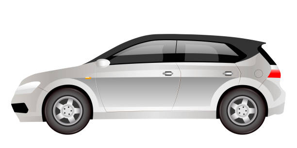 istock Grey electric hatchback cartoon vector illustration. Futuristic family car flat color object. Eco friendly cuv car side view. Modern environmentally safe automobile isolated on white background 1302456025