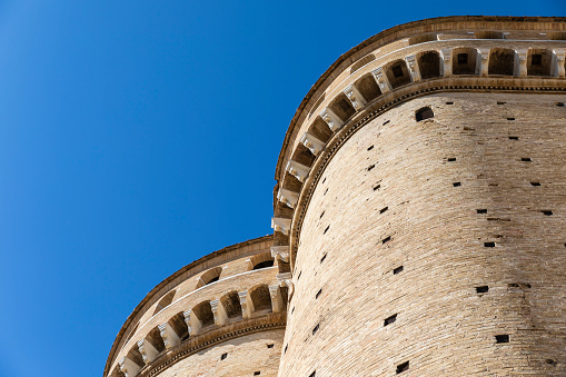 Detail of medieval towers, Italy.