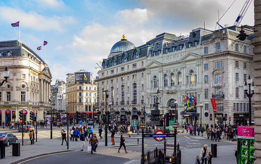 London, England, United Kingdom - January 12, 2014: A picture of the busy Piccadilly Circus.