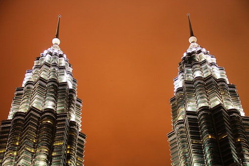 Petronas Twin Towers at night in Kuala Lumpur, Malaysia