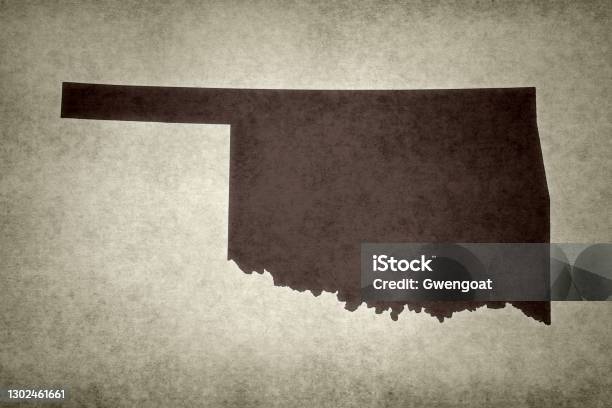 Grunge Map Of The State Of Oklahoma Stock Photo - Download Image Now - Abstract, American Culture, Ancient